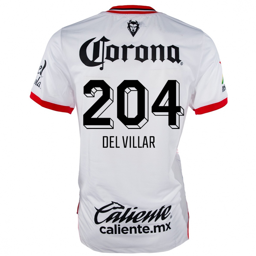 Niño Fútbol Camiseta Everardo Del Villar #204 Blanco Rojo 2ª Equipación 2024/25 México