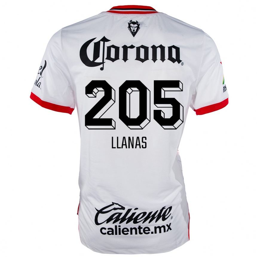 Niño Fútbol Camiseta Emmanuel Llanas #205 Blanco Rojo 2ª Equipación 2024/25 México