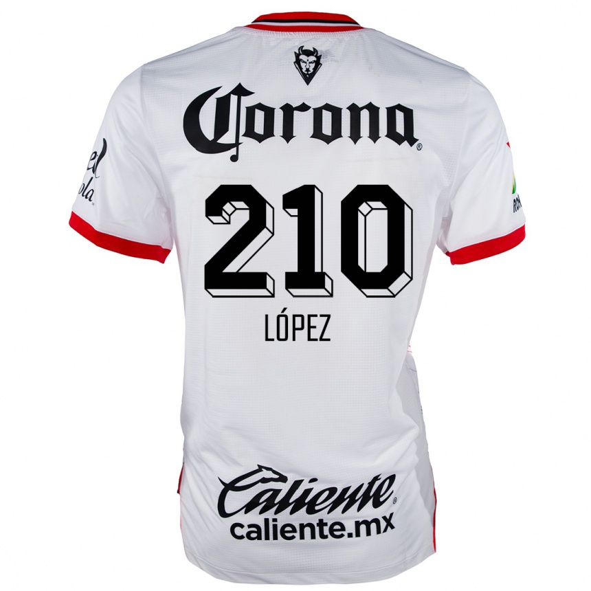 Niño Fútbol Camiseta Juan López #210 Blanco Rojo 2ª Equipación 2024/25 México