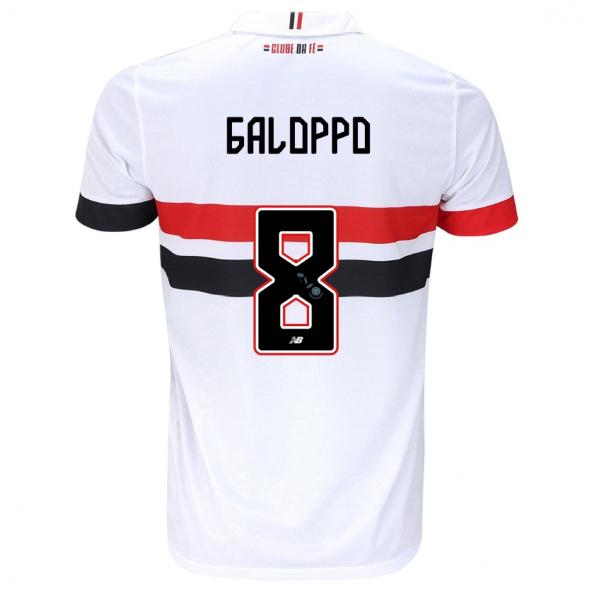 Hombre Fútbol Camiseta Giuliano Galoppo #8 Blanco Rojo Negro 1ª Equipación 2024/25 México