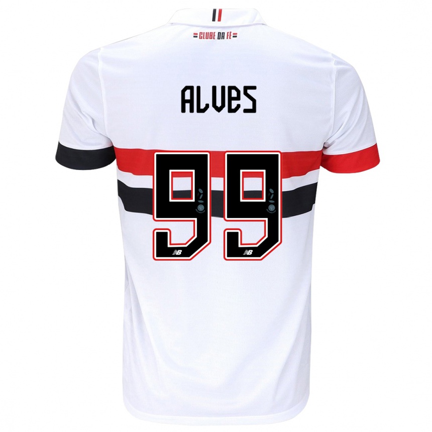 Hombre Fútbol Camiseta Letícia Alves #99 Blanco Rojo Negro 1ª Equipación 2024/25 México