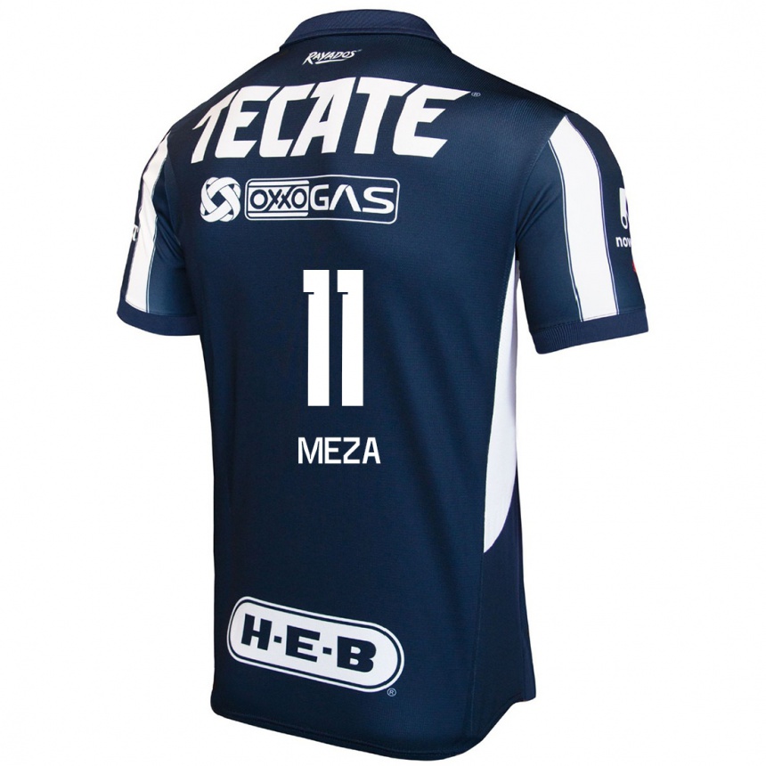 Hombre Fútbol Camiseta Maximiliano Meza #11 Azul Rojo Blanco 1ª Equipación 2024/25 México