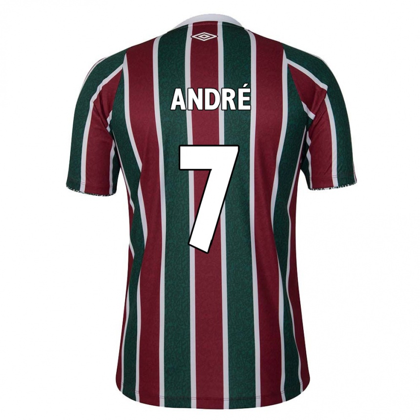 Hombre Fútbol Camiseta André #7 Verde Granate Blanco 1ª Equipación 2024/25 México