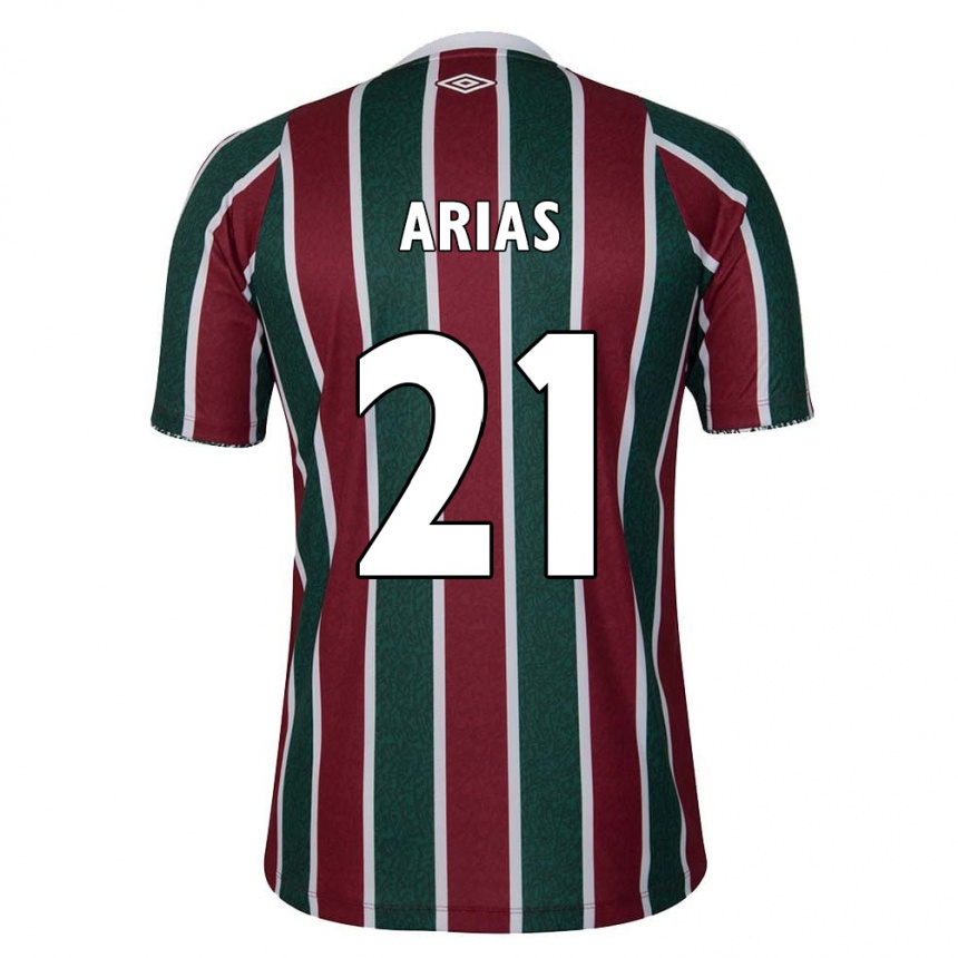 Hombre Fútbol Camiseta Jhon Arias #21 Verde Granate Blanco 1ª Equipación 2024/25 México