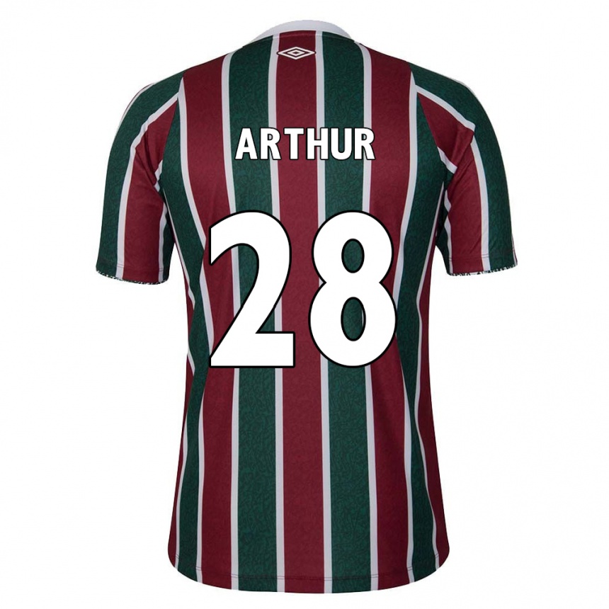 Hombre Fútbol Camiseta Arthur #28 Verde Granate Blanco 1ª Equipación 2024/25 México