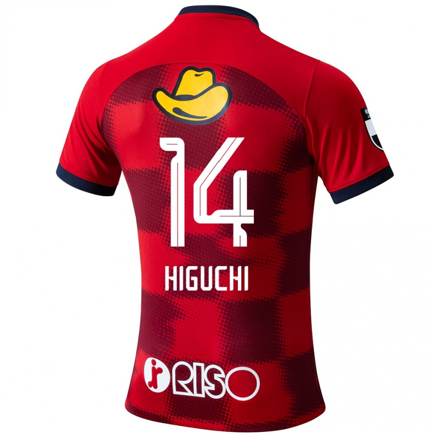 Hombre Fútbol Camiseta Yuta Higuchi #14 Rojo Azul Blanco 1ª Equipación 2024/25 México