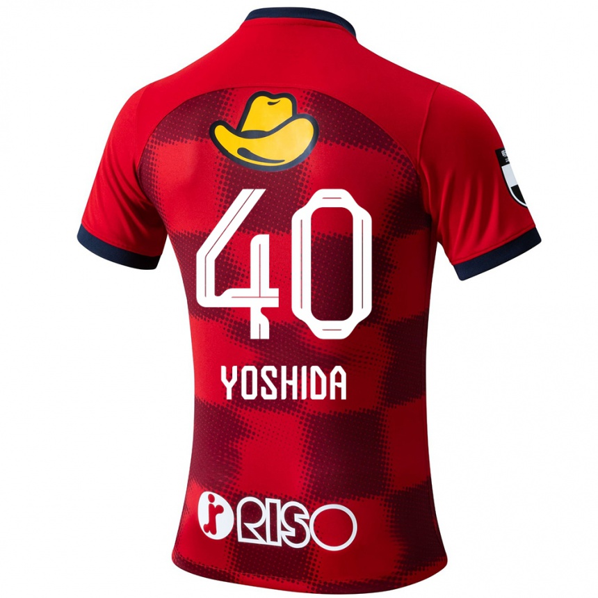 Hombre Fútbol Camiseta Minato Yoshida #40 Rojo Azul Blanco 1ª Equipación 2024/25 México