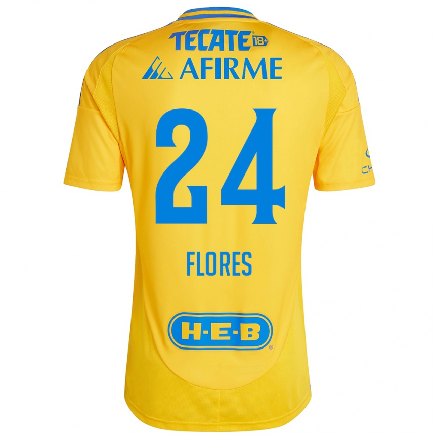 Hombre Fútbol Camiseta Marcelo Flores #24 Oro Amarillo 1ª Equipación 2024/25 México