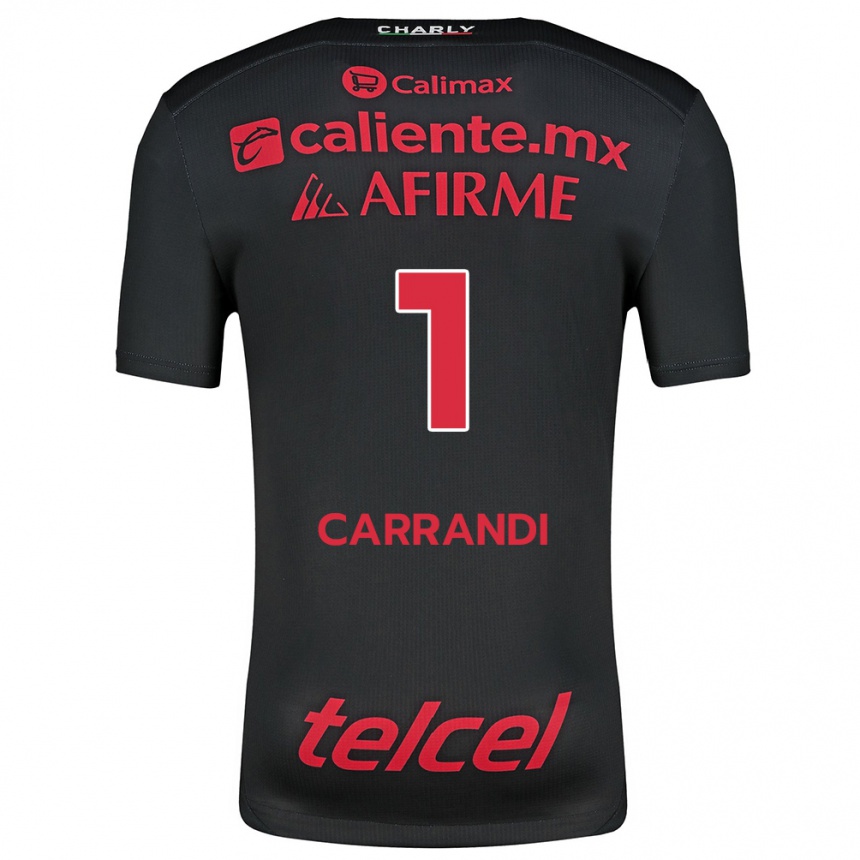 Hombre Fútbol Camiseta Daniela Carrandi #1 Negro Rojo 1ª Equipación 2024/25 México