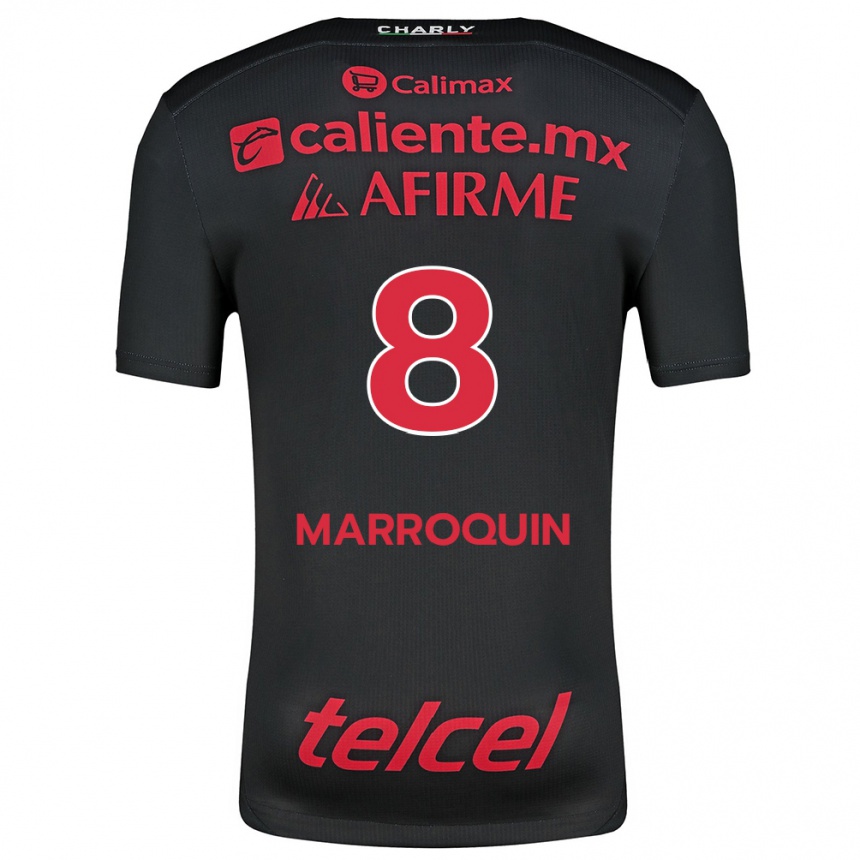 Hombre Fútbol Camiseta Ammanda Marroquin #8 Negro Rojo 1ª Equipación 2024/25 México