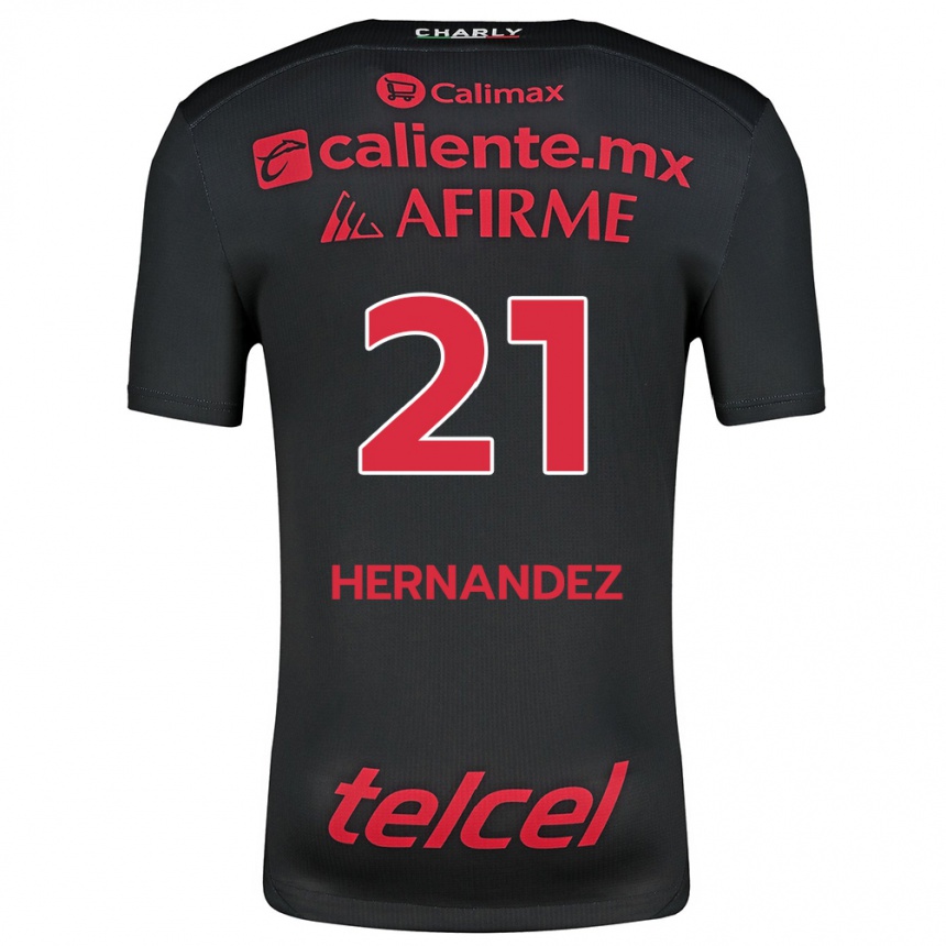 Hombre Fútbol Camiseta Inglis Hernández #21 Negro Rojo 1ª Equipación 2024/25 México