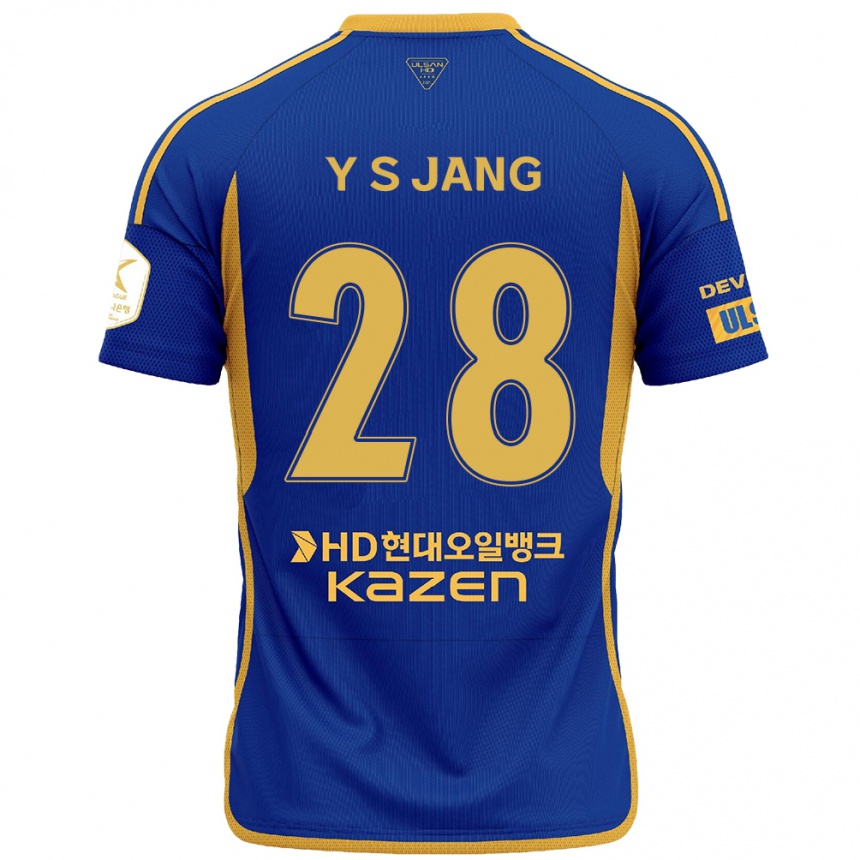 Hombre Fútbol Camiseta See-Young Jang #28 Azul Amarillo 1ª Equipación 2024/25 México