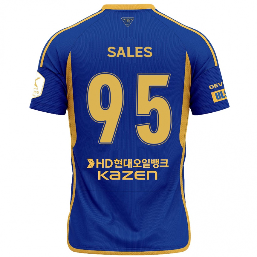 Hombre Fútbol Camiseta Matheus Sales #95 Azul Amarillo 1ª Equipación 2024/25 México