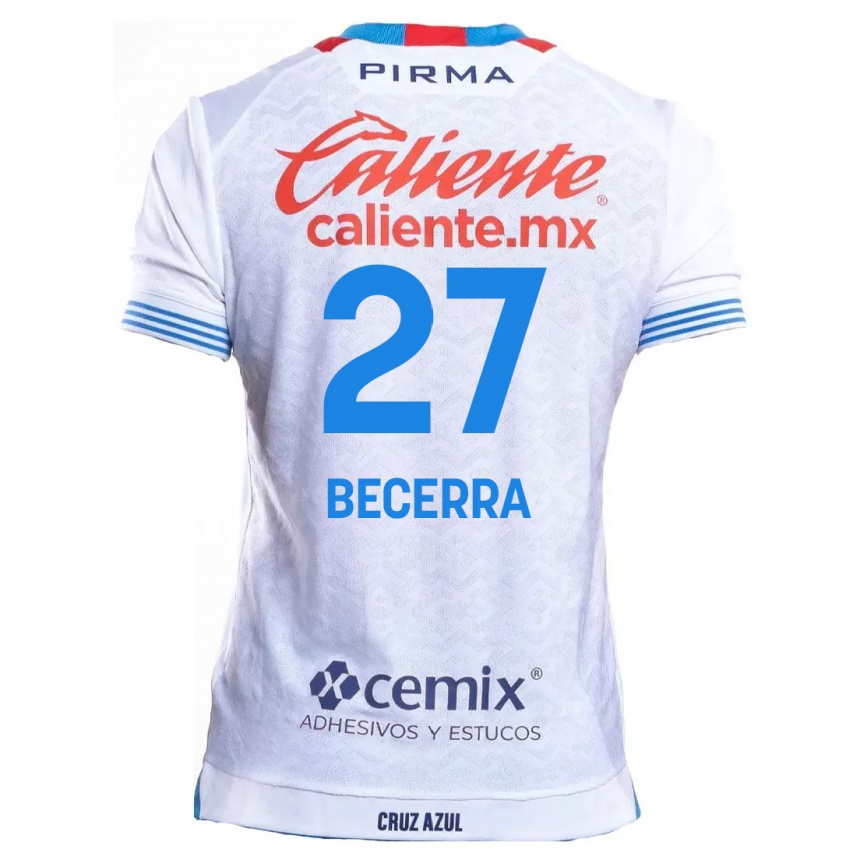 Hombre Fútbol Camiseta Ana Becerra #27 Blanco Azul 2ª Equipación 2024/25 México