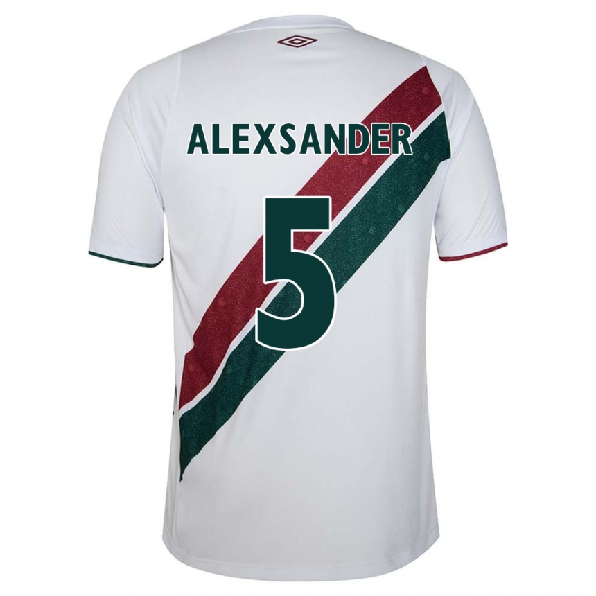 Hombre Fútbol Camiseta Alexsander #5 Blanco Verde Granate 2ª Equipación 2024/25 México