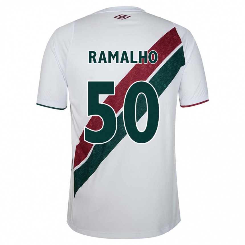 Hombre Fútbol Camiseta Gustavo Ramalho #50 Blanco Verde Granate 2ª Equipación 2024/25 México