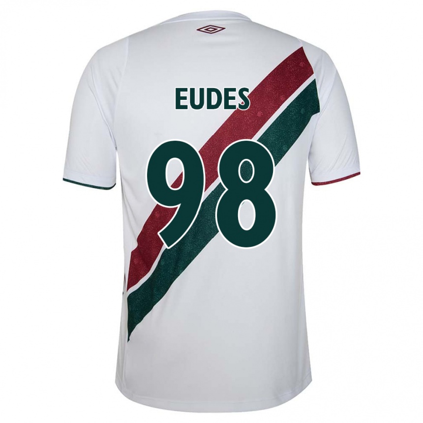 Hombre Fútbol Camiseta Vitor Eudes #98 Blanco Verde Granate 2ª Equipación 2024/25 México