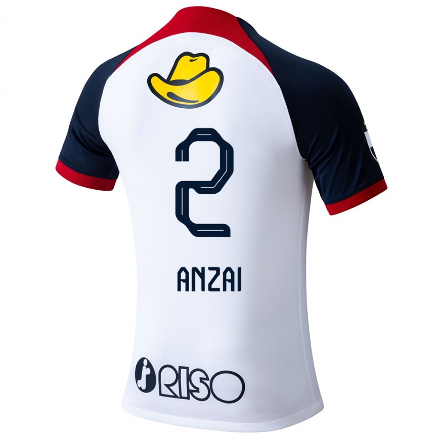 Hombre Fútbol Camiseta Koki Anzai #2 Blanco Azul Rojo 2ª Equipación 2024/25 México