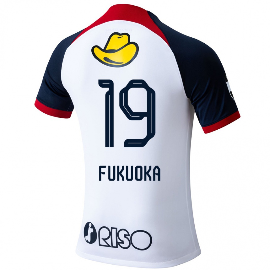 Hombre Fútbol Camiseta Yuwa Fukuoka #19 Blanco Azul Rojo 2ª Equipación 2024/25 México