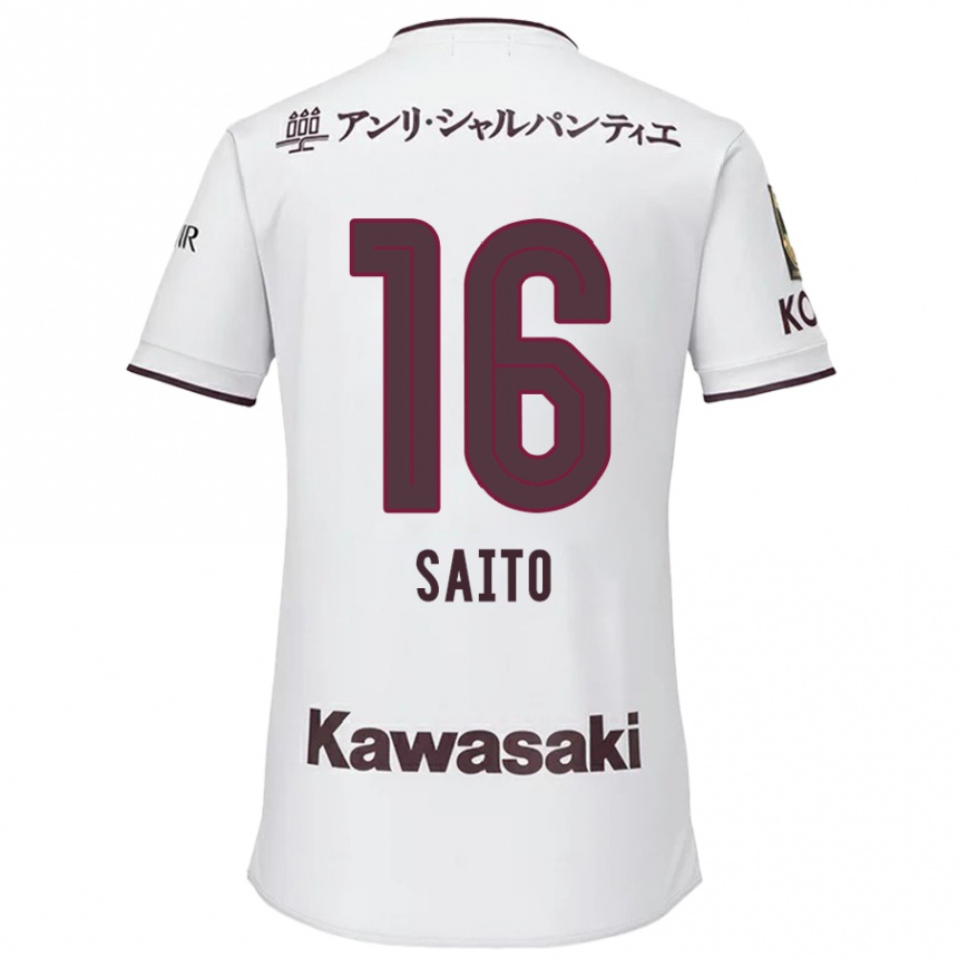 Hombre Fútbol Camiseta Mitsuki Saito #16 Blanco Rojo 2ª Equipación 2024/25 México