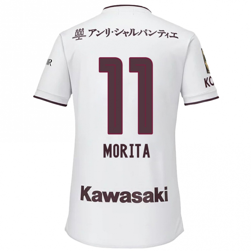 Hombre Fútbol Camiseta Oga Morita #11 Blanco Rojo 2ª Equipación 2024/25 México