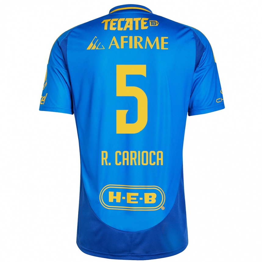 Hombre Fútbol Camiseta Rafael Carioca #5 Azul Amarillo 2ª Equipación 2024/25 México