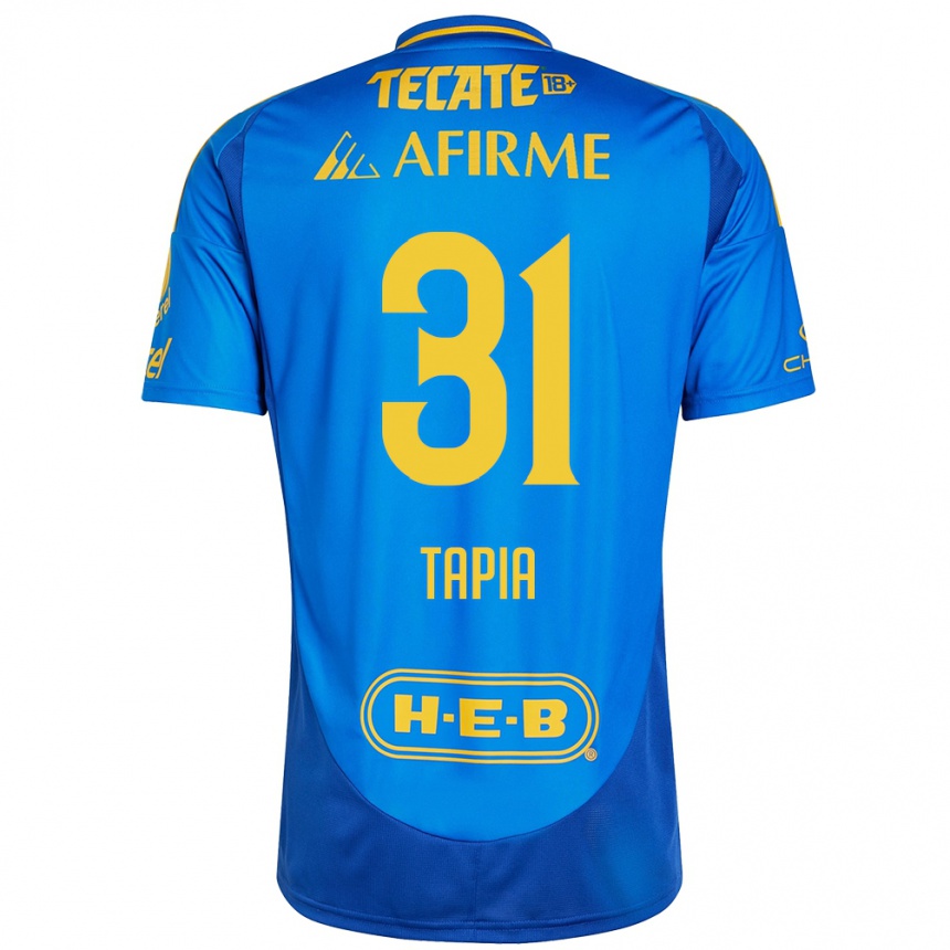 Hombre Fútbol Camiseta Fernando Tapia #31 Azul Amarillo 2ª Equipación 2024/25 México