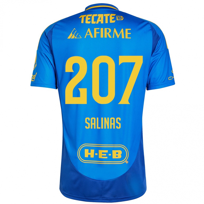 Hombre Fútbol Camiseta Marcelo Salinas #207 Azul Amarillo 2ª Equipación 2024/25 México