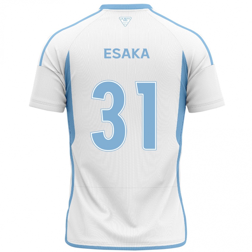 Hombre Fútbol Camiseta Ataru Esaka #31 Blanco Azul 2ª Equipación 2024/25 México