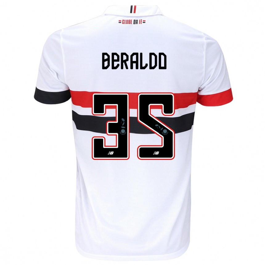 Mujer Fútbol Camiseta Lucas Beraldo #35 Blanco Rojo Negro 1ª Equipación 2024/25 México