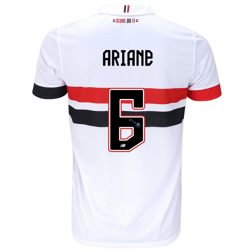 Mujer Fútbol Camiseta Ariane #6 Blanco Rojo Negro 1ª Equipación 2024/25 México