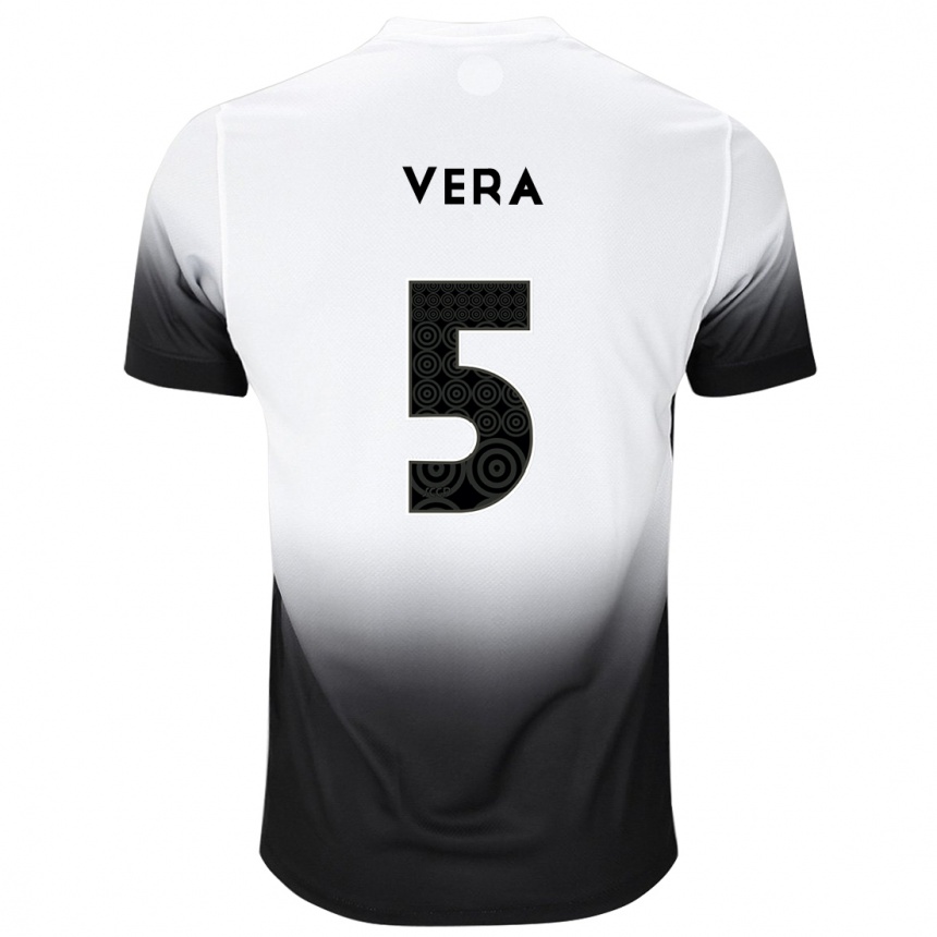 Mujer Fútbol Camiseta Fausto Vera #5 Blanco Negro 1ª Equipación 2024/25 México