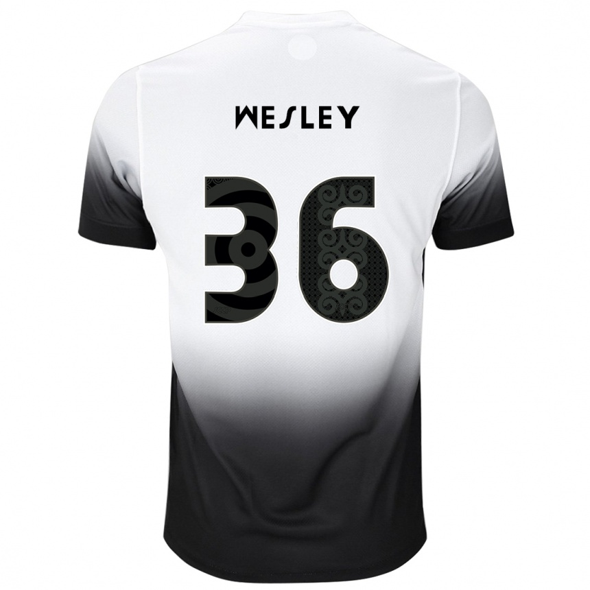 Mujer Fútbol Camiseta Wesley #36 Blanco Negro 1ª Equipación 2024/25 México