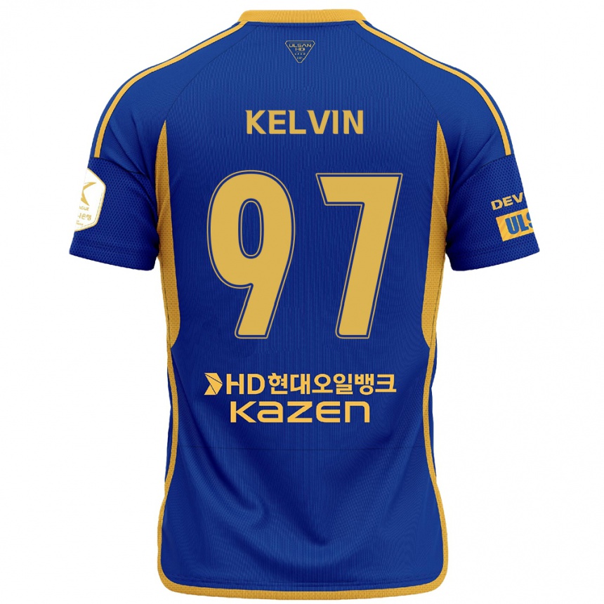 Mujer Fútbol Camiseta Kelvin #97 Azul Amarillo 1ª Equipación 2024/25 México