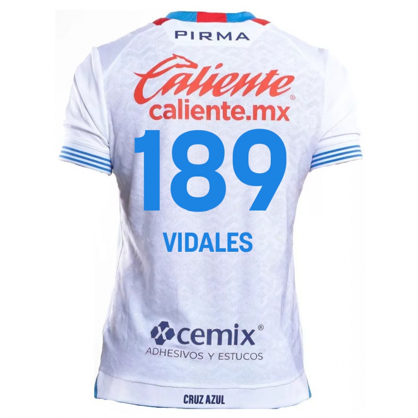 Mujer Fútbol Camiseta Álvaro Vidales #189 Blanco Azul 2ª Equipación 2024/25 México