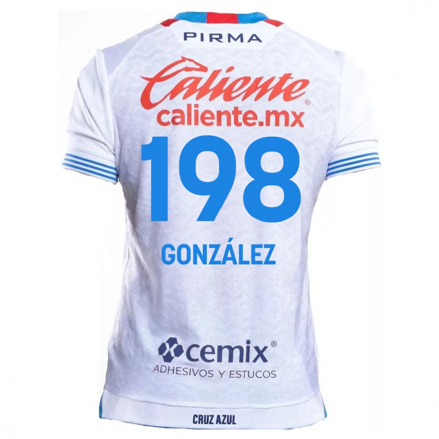 Mujer Fútbol Camiseta Kenneth González #198 Blanco Azul 2ª Equipación 2024/25 México