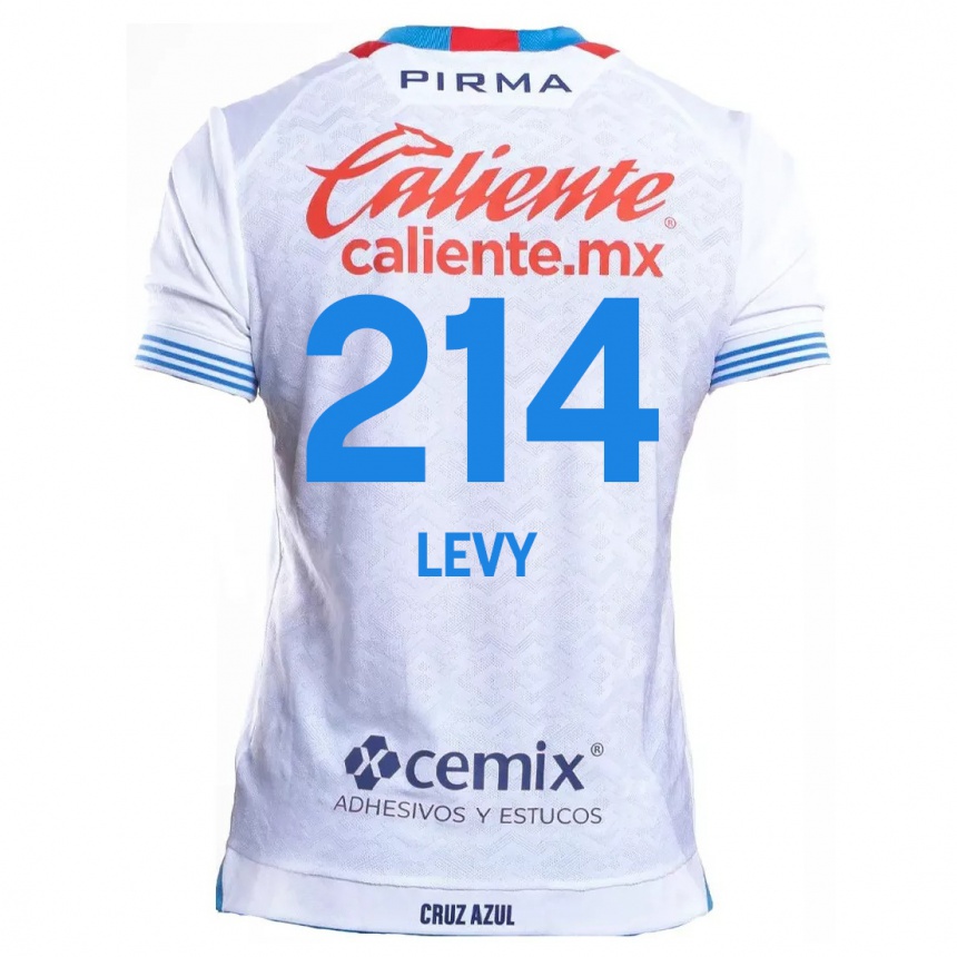 Mujer Fútbol Camiseta Mateo Levy #214 Blanco Azul 2ª Equipación 2024/25 México