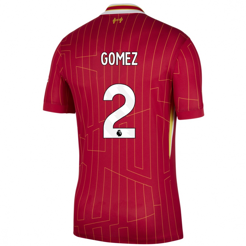 Niño Fútbol Camiseta Joe Gomez #2 Rojo Amarillo Blanco 1ª Equipación 2024/25 México