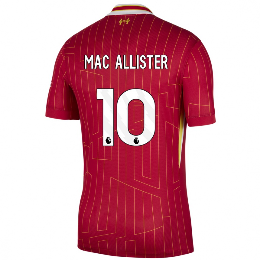 Niño Fútbol Camiseta Alexis Mac Allister #10 Rojo Amarillo Blanco 1ª Equipación 2024/25 México