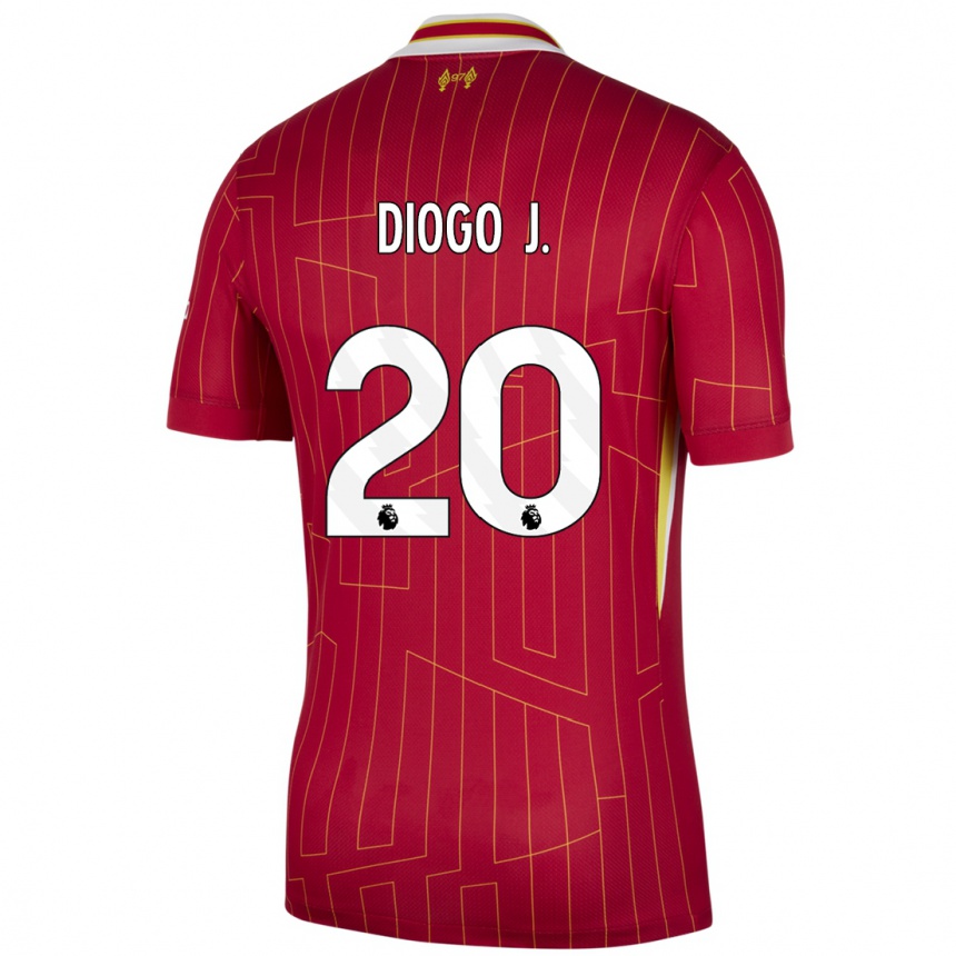 Niño Fútbol Camiseta Diogo Jota #20 Rojo Amarillo Blanco 1ª Equipación 2024/25 México