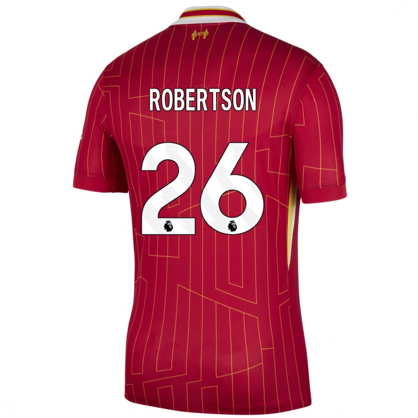 Niño Fútbol Camiseta Andrew Robertson #26 Rojo Amarillo Blanco 1ª Equipación 2024/25 México