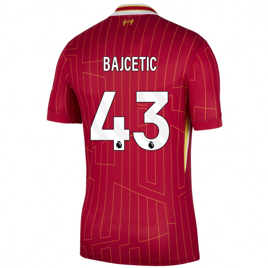 Niño Fútbol Camiseta Stefan Bajcetic #43 Rojo Amarillo Blanco 1ª Equipación 2024/25 México