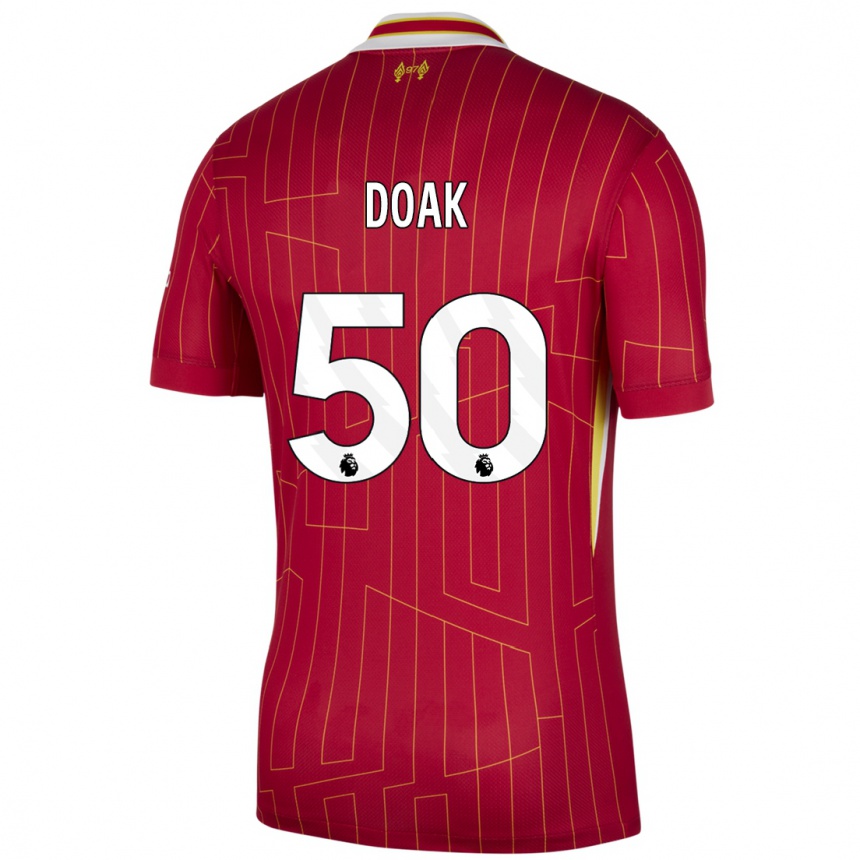 Niño Fútbol Camiseta Ben Doak #50 Rojo Amarillo Blanco 1ª Equipación 2024/25 México