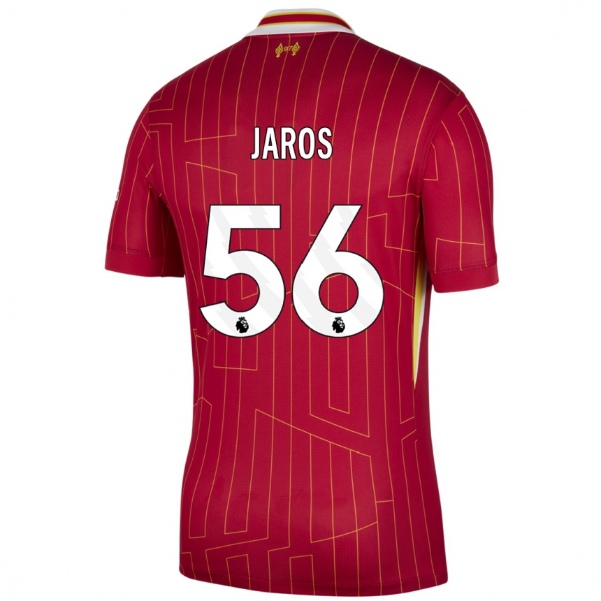 Niño Fútbol Camiseta Vitezslav Jaros #56 Rojo Amarillo Blanco 1ª Equipación 2024/25 México