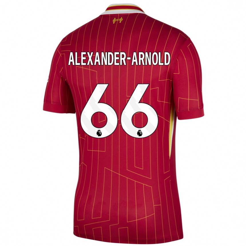 Niño Fútbol Camiseta Trent Alexander-Arnold #66 Rojo Amarillo Blanco 1ª Equipación 2024/25 México