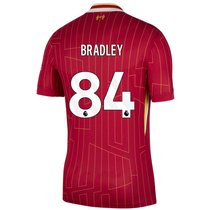 Niño Fútbol Camiseta Conor Bradley #84 Rojo Amarillo Blanco 1ª Equipación 2024/25 México