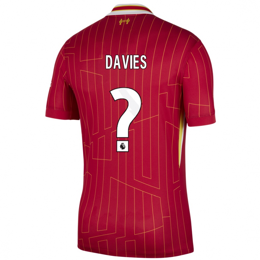 Niño Fútbol Camiseta Harvey Davies #0 Rojo Amarillo Blanco 1ª Equipación 2024/25 México