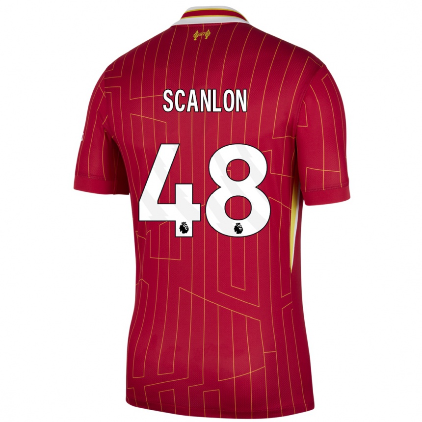 Niño Fútbol Camiseta Calum Scanlon #48 Rojo Amarillo Blanco 1ª Equipación 2024/25 México