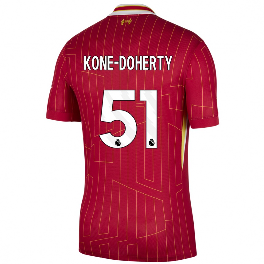 Niño Fútbol Camiseta Trent Kone-Doherty #51 Rojo Amarillo Blanco 1ª Equipación 2024/25 México