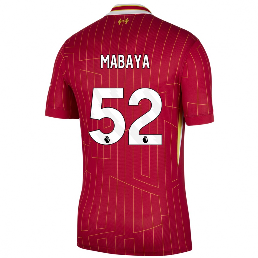 Niño Fútbol Camiseta Isaac Mabaya #52 Rojo Amarillo Blanco 1ª Equipación 2024/25 México